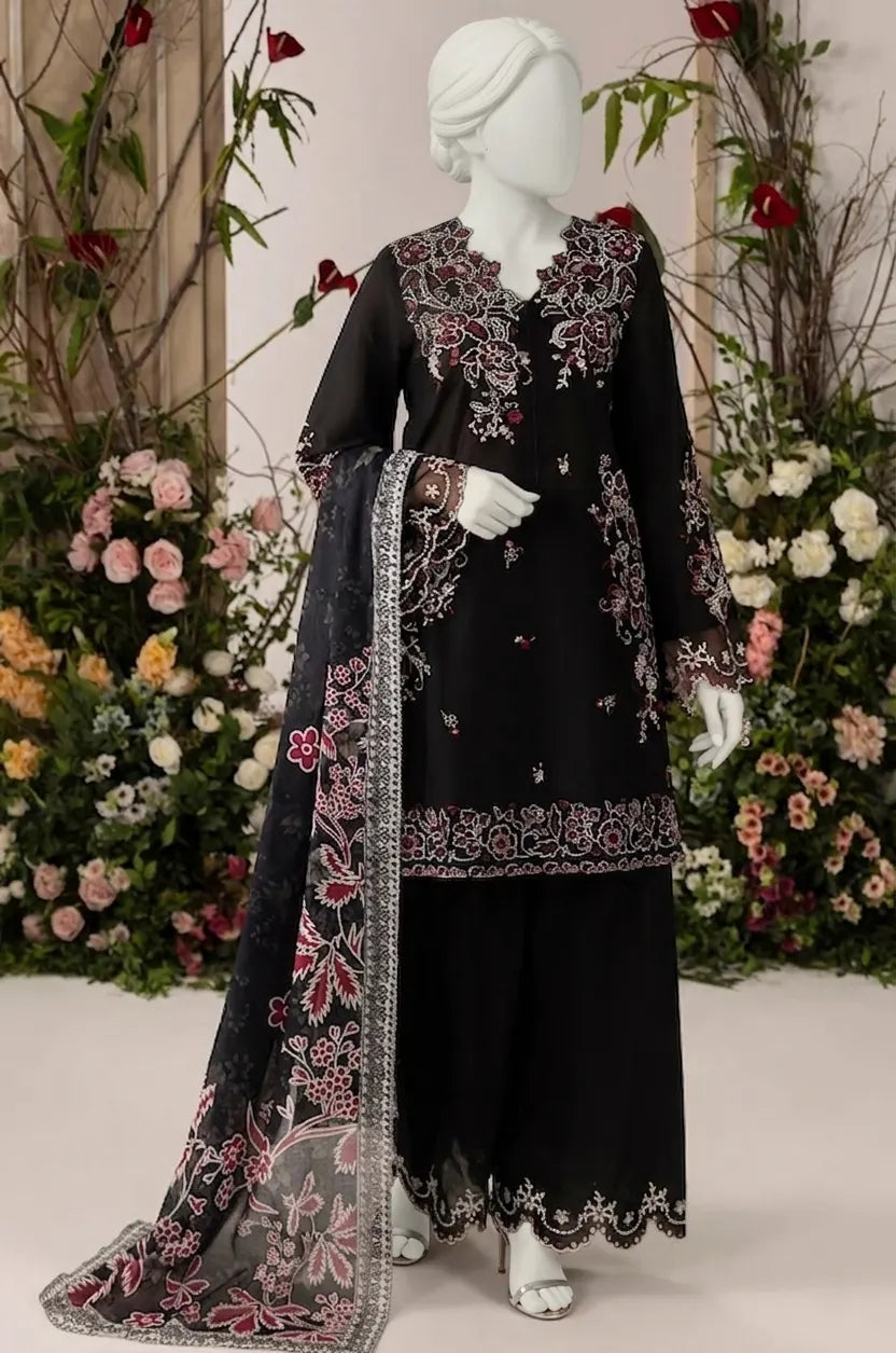 Mela Embroidered Lawn – Embroidered Lawn Shirt, Voile Dupatta & Cotton Trouser Unstitched 3PC