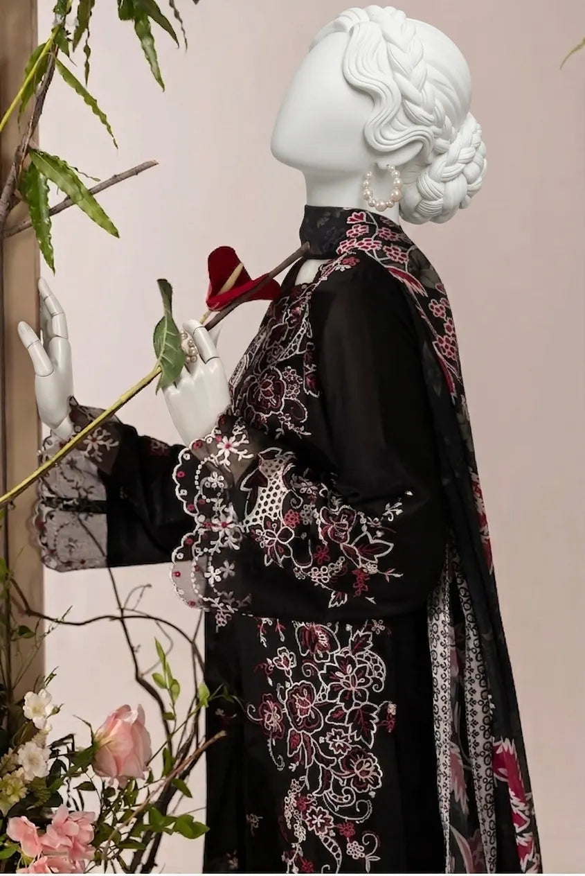 Mela Embroidered Lawn – Embroidered Lawn Shirt, Voile Dupatta & Cotton Trouser Unstitched 3PC