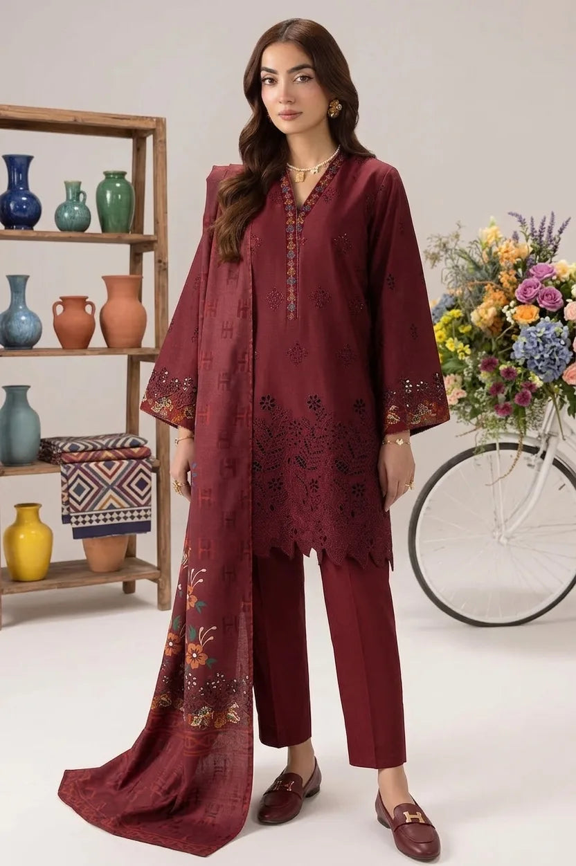 Albicocca Embroidered Lawn – Embroidered Lawn Shirt, Voile Dupatta & Cotton Trouser Unstitched 3PC