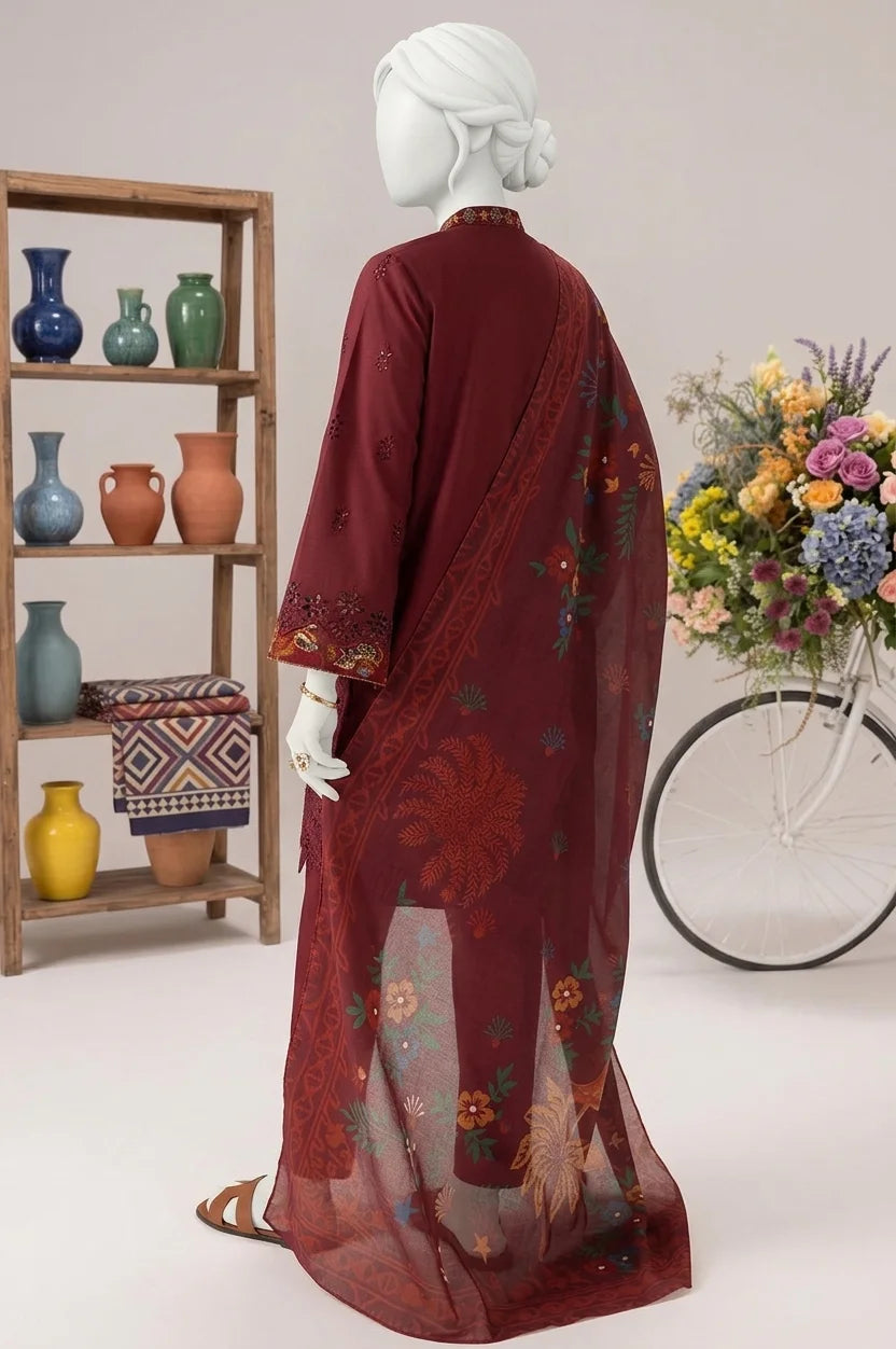 Albicocca Embroidered Lawn – Embroidered Lawn Shirt, Voile Dupatta & Cotton Trouser Unstitched 3PC