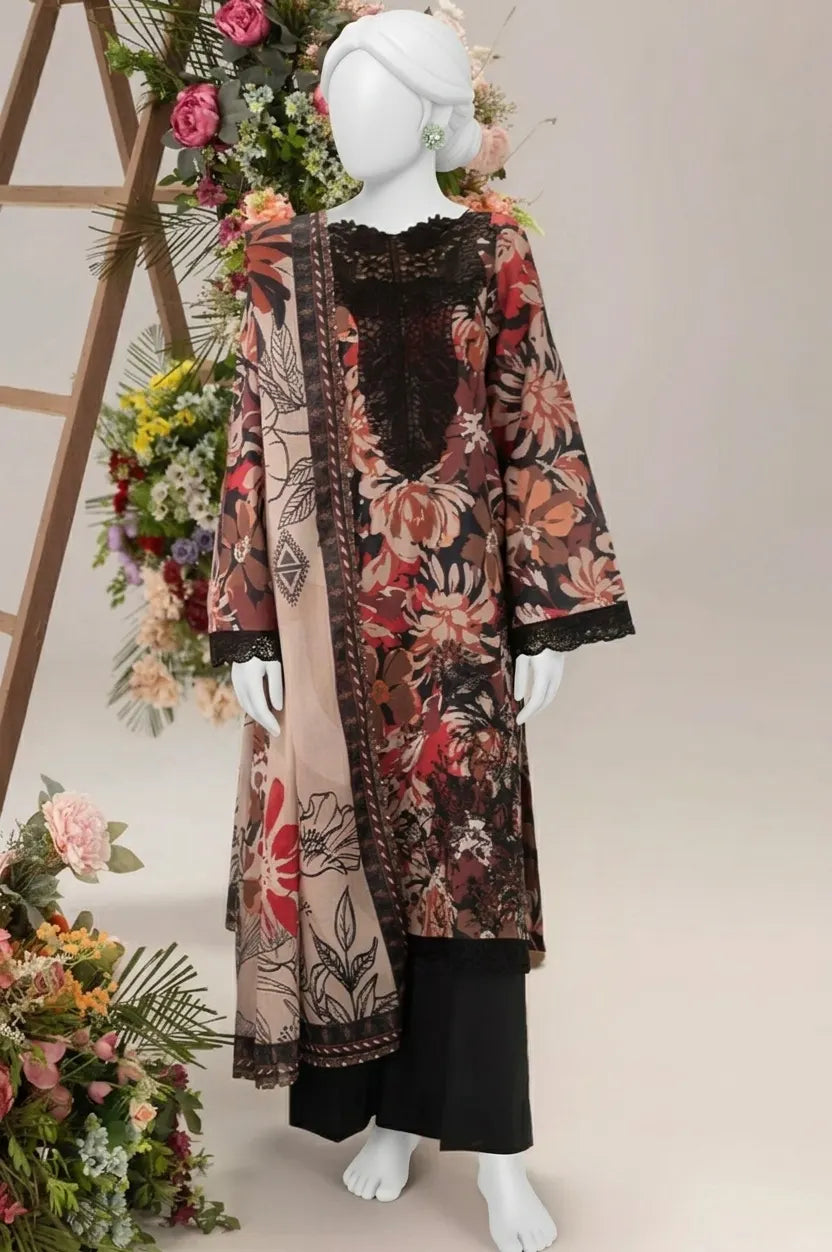 Rosie Embroidered Lawn – Embroidered Lawn Shirt, Voile Dupatta & Cotton Trouser Unstitched 3PC