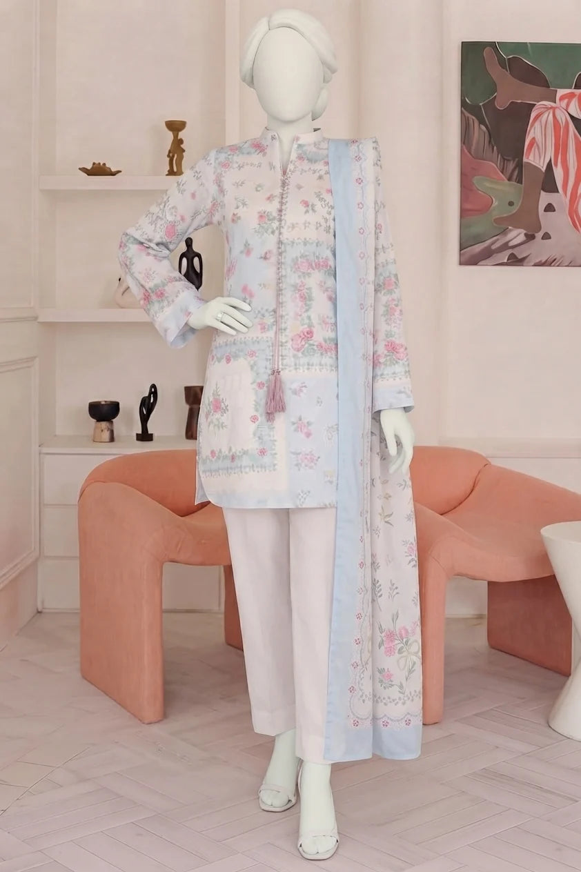 Zoe Digital Printed Lawn – Lawn Shirt, Voile Dupatta & Cotton Trouser Unstitched 3PC