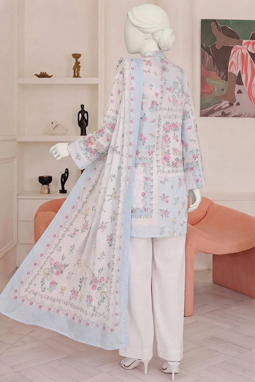 Zoe Digital Printed Lawn – Lawn Shirt, Voile Dupatta & Cotton Trouser Unstitched 3PC