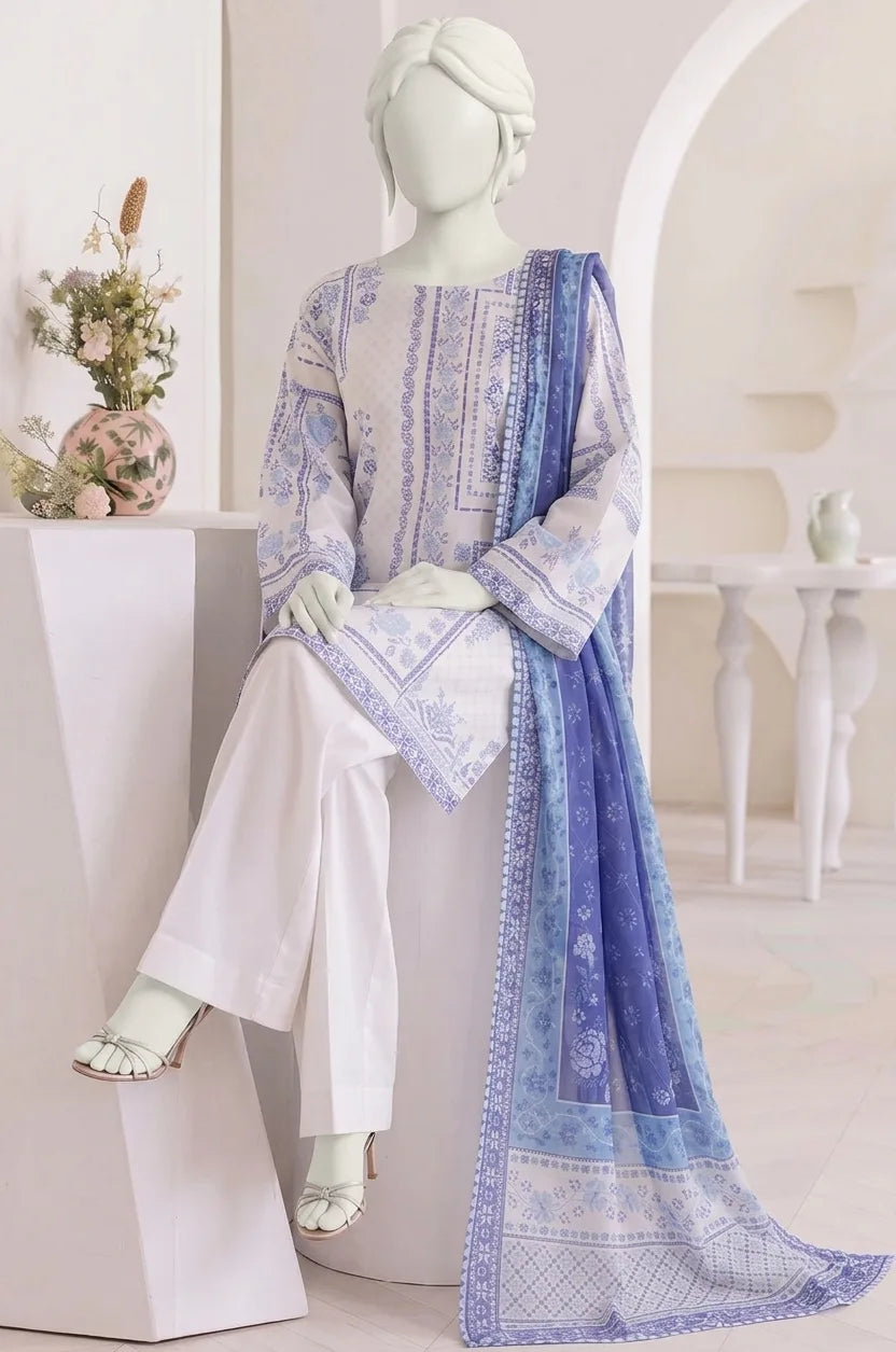 Eternity Digital Printed Lawn – Lawn Shirt, Voile Dupatta & Cotton Trouser Unstitched 3PC