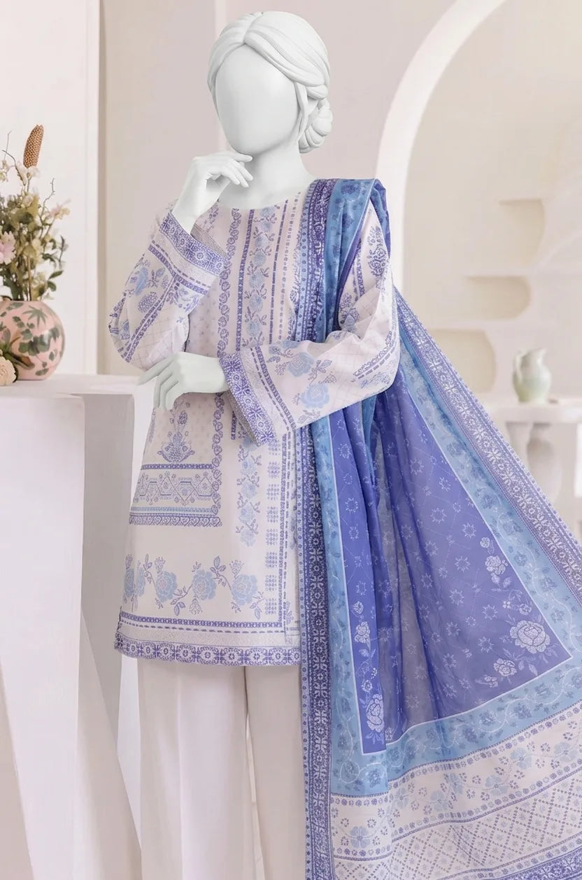 Eternity Digital Printed Lawn – Lawn Shirt, Voile Dupatta & Cotton Trouser Unstitched 3PC