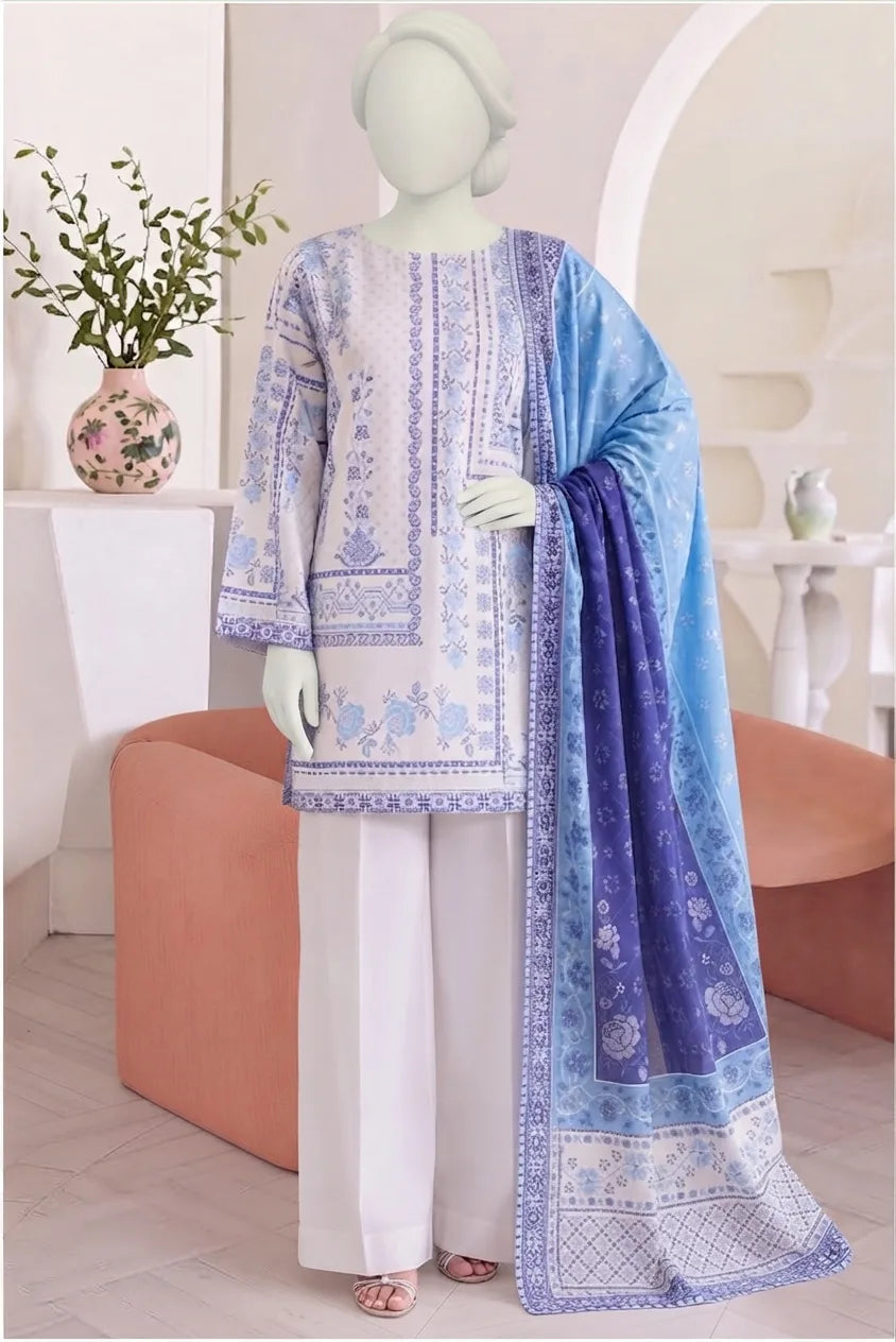 Eternity Digital Printed Lawn – Lawn Shirt, Voile Dupatta & Cotton Trouser Unstitched 3PC