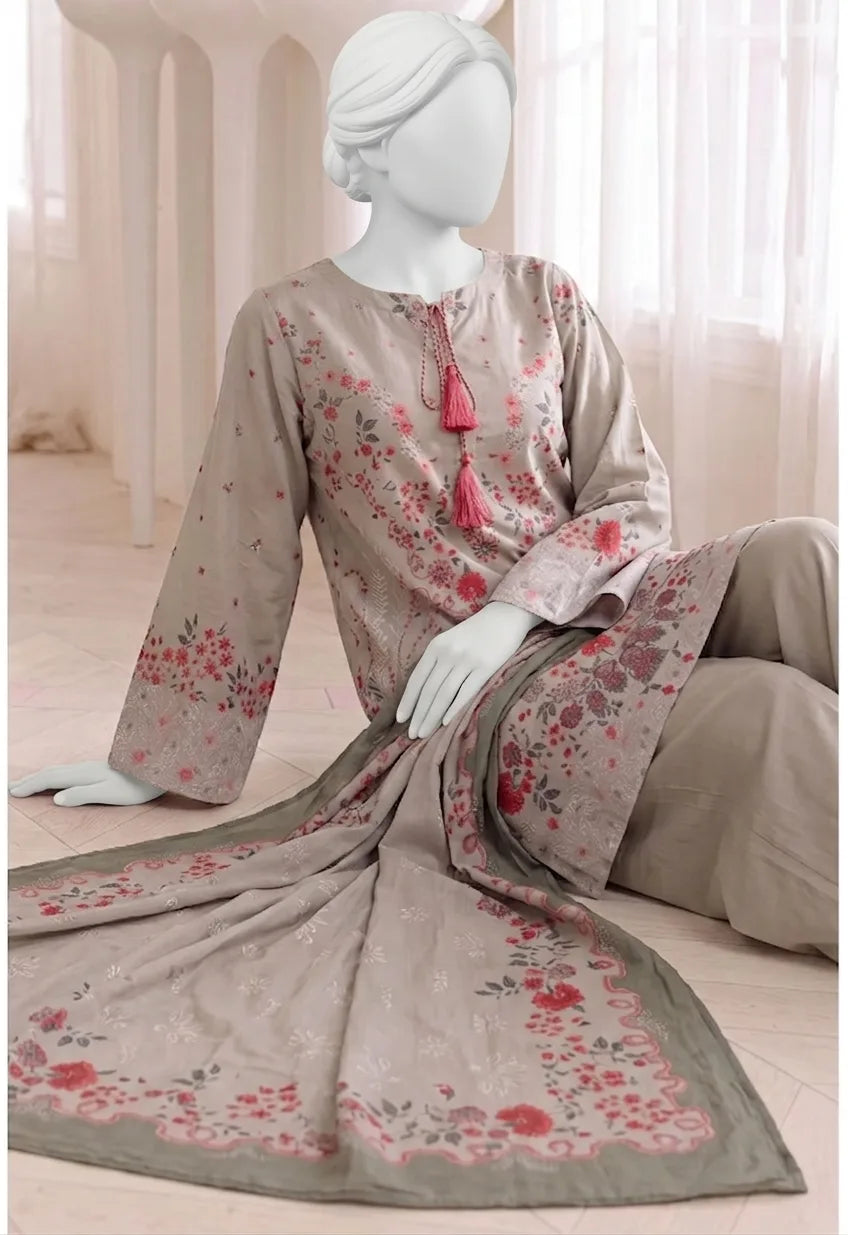 Leena Digital Printed Lawn – Lawn Shirt, Voile Dupatta & Cotton Trouser Unstitched 3PC