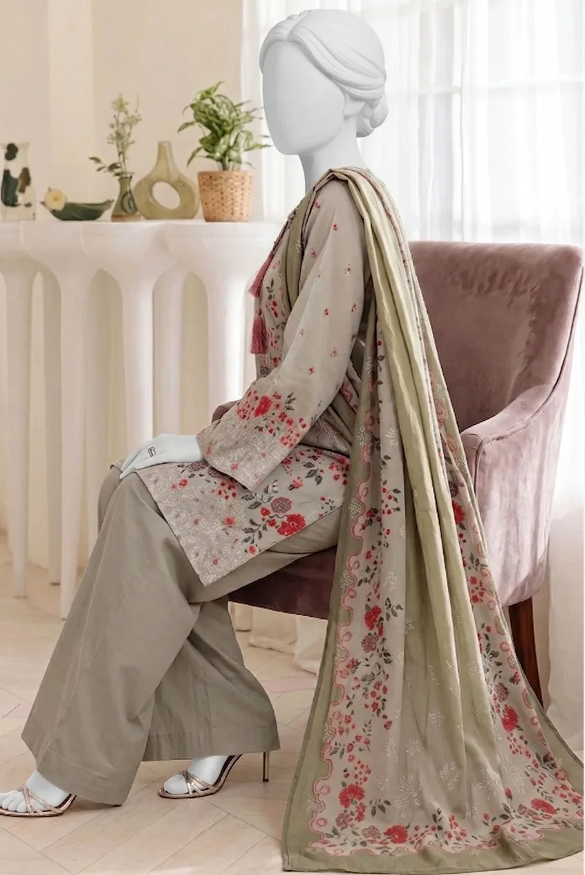 Leena Digital Printed Lawn – Lawn Shirt, Voile Dupatta & Cotton Trouser Unstitched 3PC