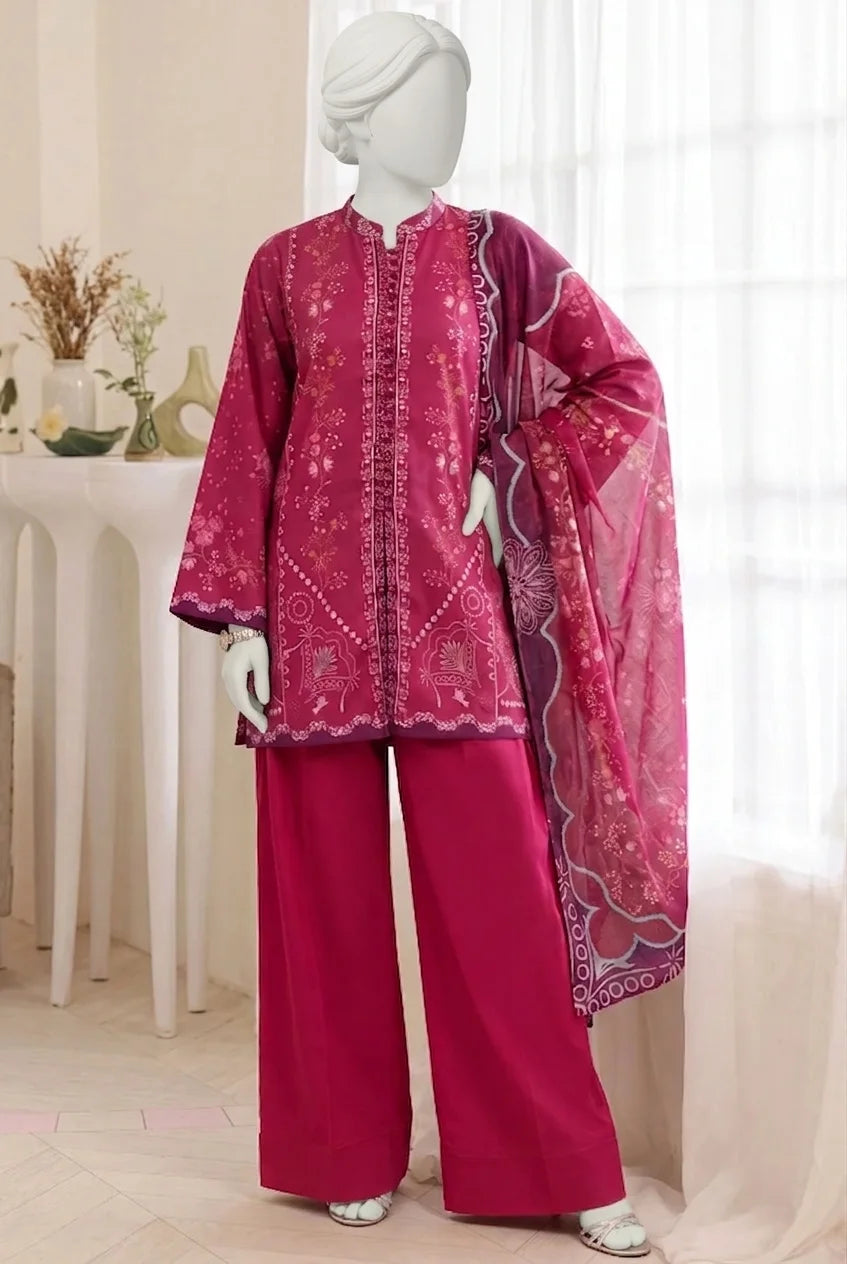 Elyha Digital Printed Lawn – Lawn Shirt, Voile Dupatta & Cotton Trouser Unstitched 3PC