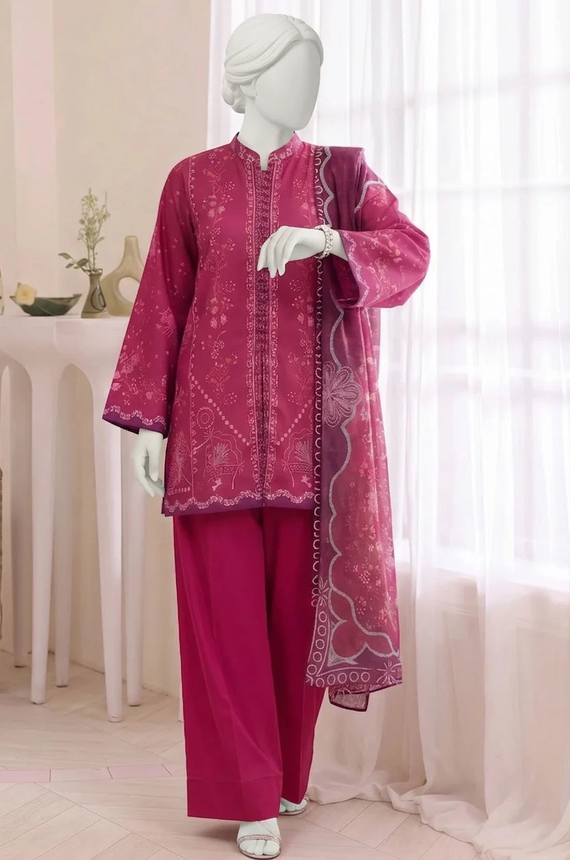 Elyha Digital Printed Lawn – Lawn Shirt, Voile Dupatta & Cotton Trouser Unstitched 3PC