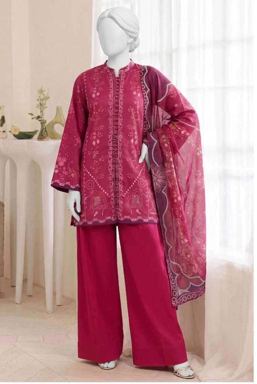 Elyha Digital Printed Lawn – Lawn Shirt, Voile Dupatta & Cotton Trouser Unstitched 3PC