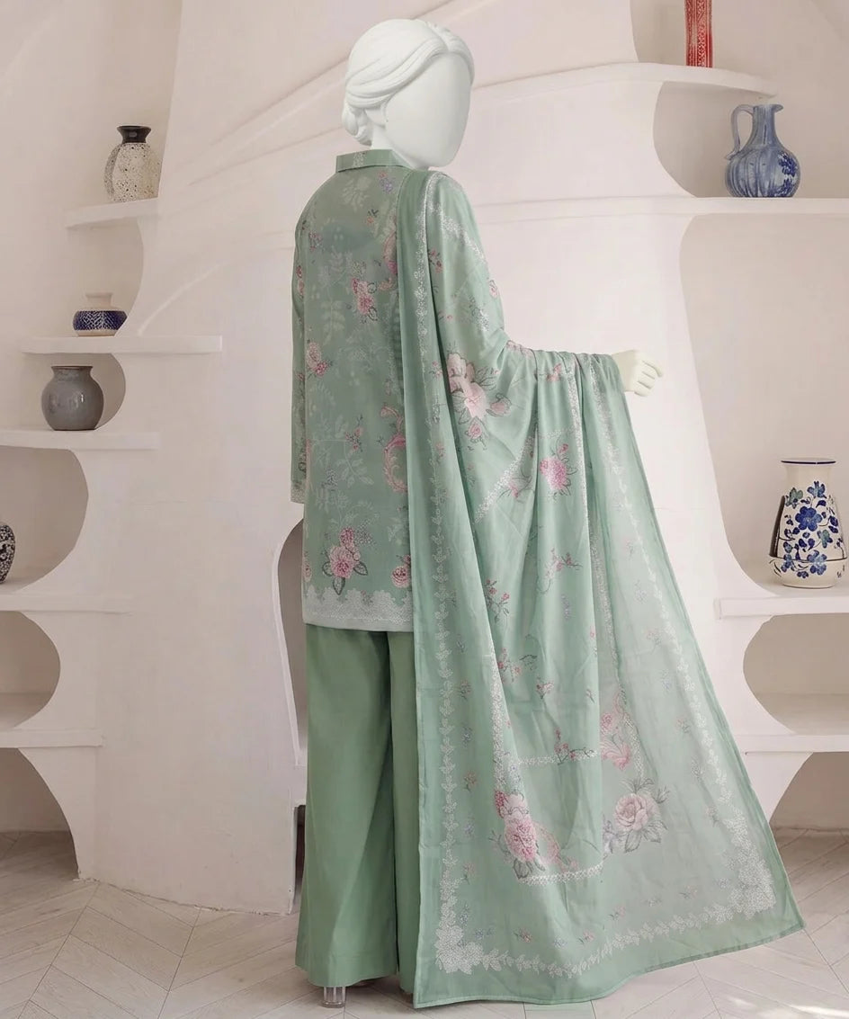 Sabine Digital Printed Lawn – Lawn Shirt, Voile Dupatta & Cotton Trouser Unstitched 3PC