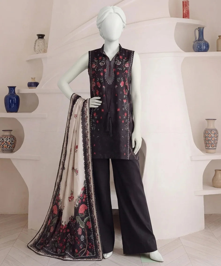 Mahveen Digital Printed Lawn – Lawn Shirt, Voile Dupatta & Cotton Trouser Unstitched 3PC