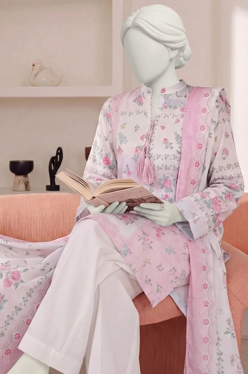 Elyha Digital Printed Lawn – Lawn Shirt, Voile Dupatta & Cotton Trouser Unstitched 3PC
