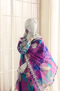 Multi Blue Luxury Printed & Embroidered Viscose – Unstitched 3PC