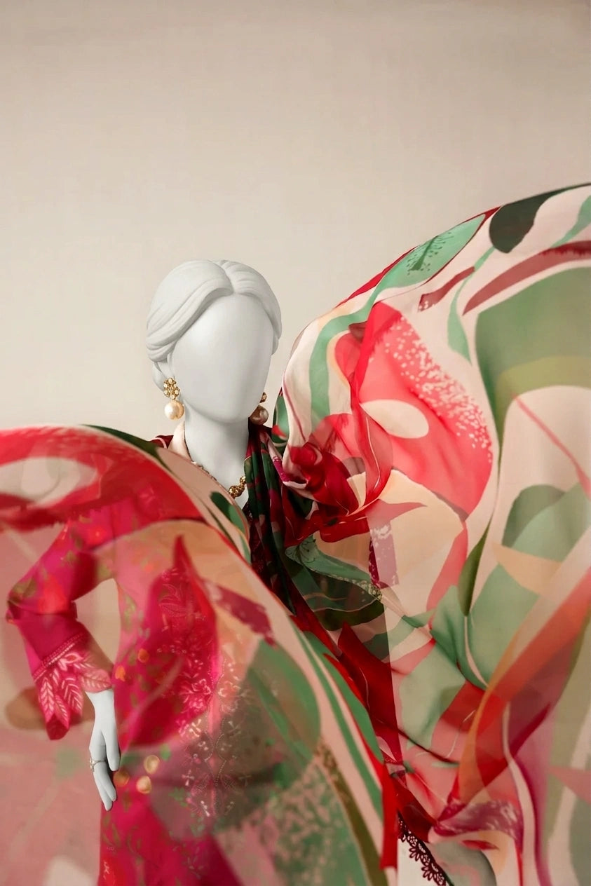 Shocking Pink Luxury Printed & Embroidered  Viscose – Unstitched 3PC