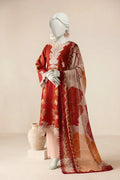 Lust Red Luxury Printed & Embroidered Viscose – Unstitched 3PC