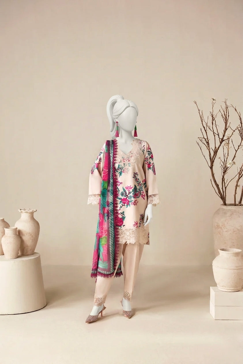 Ivory Festive & Casual Wear – Printed & Embroidered Viscose Unstitched 3PC