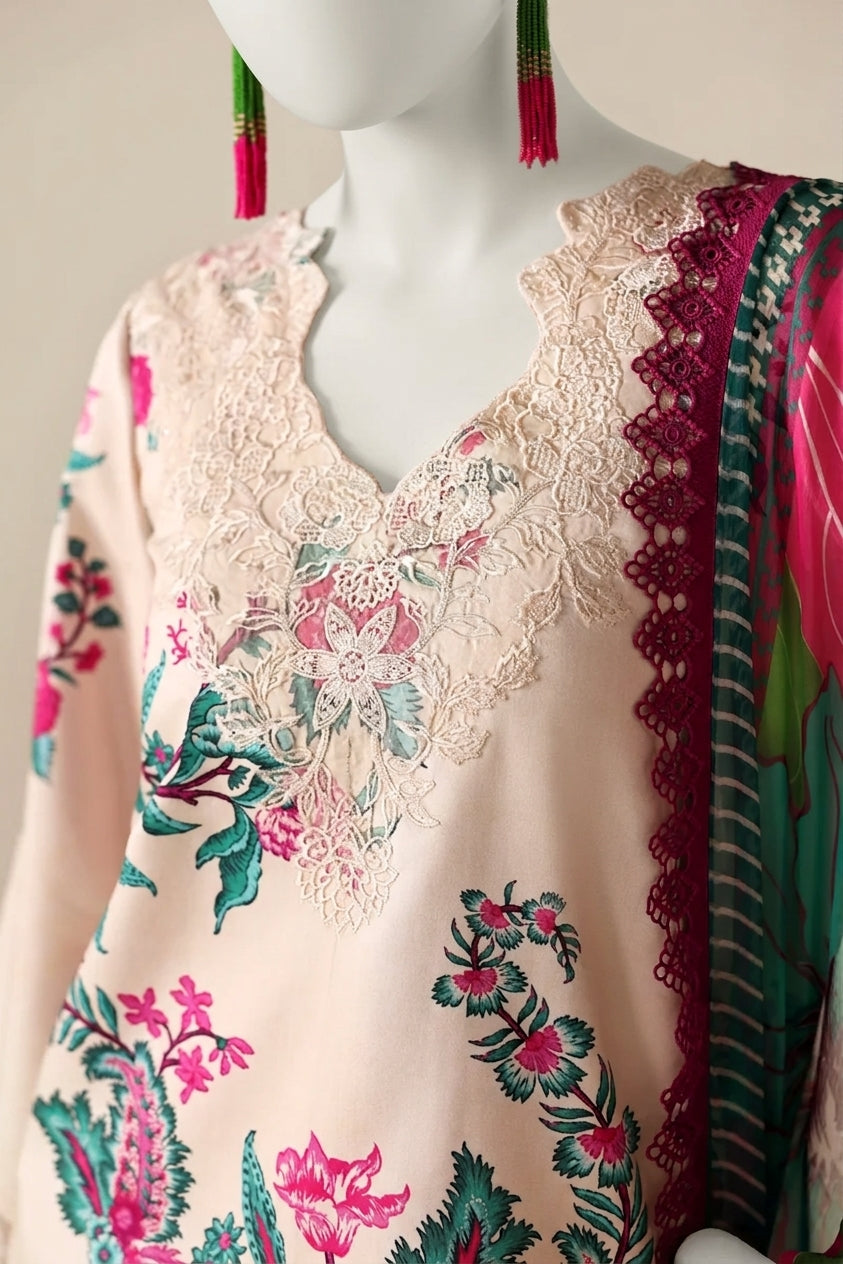 Ivory Festive & Casual Wear – Printed & Embroidered Viscose Unstitched 3PC