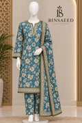 Bin Saeed Royal Blue & Mint Cotton Cambric Unstitched 3PC