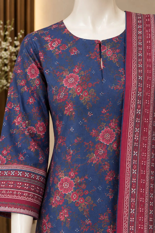 Bin Saeed Blue Floral Cotton Cambric Unstitched 3PC